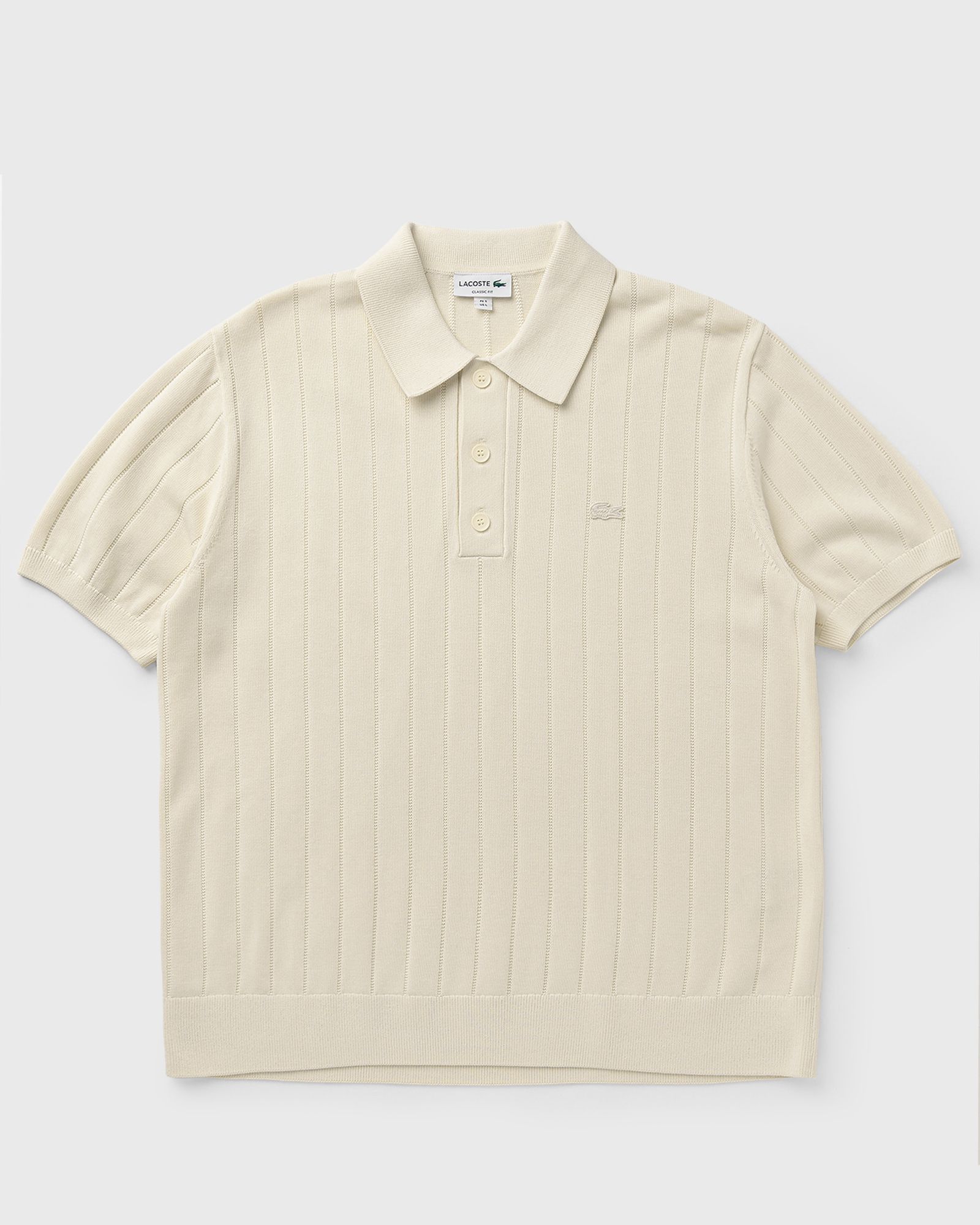 Lacoste Lacoste Fluid Ribbed Knit Polo Collar Sweater in beige