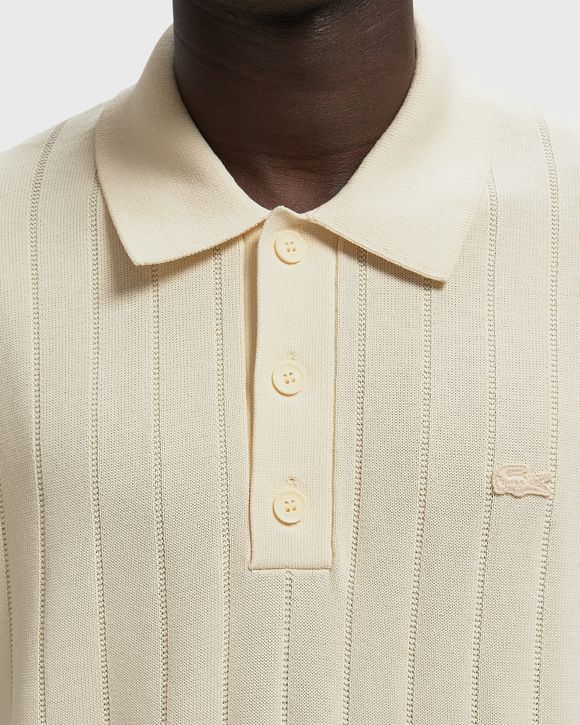 Fluid Ribbed Knit Polo Collar Sweater