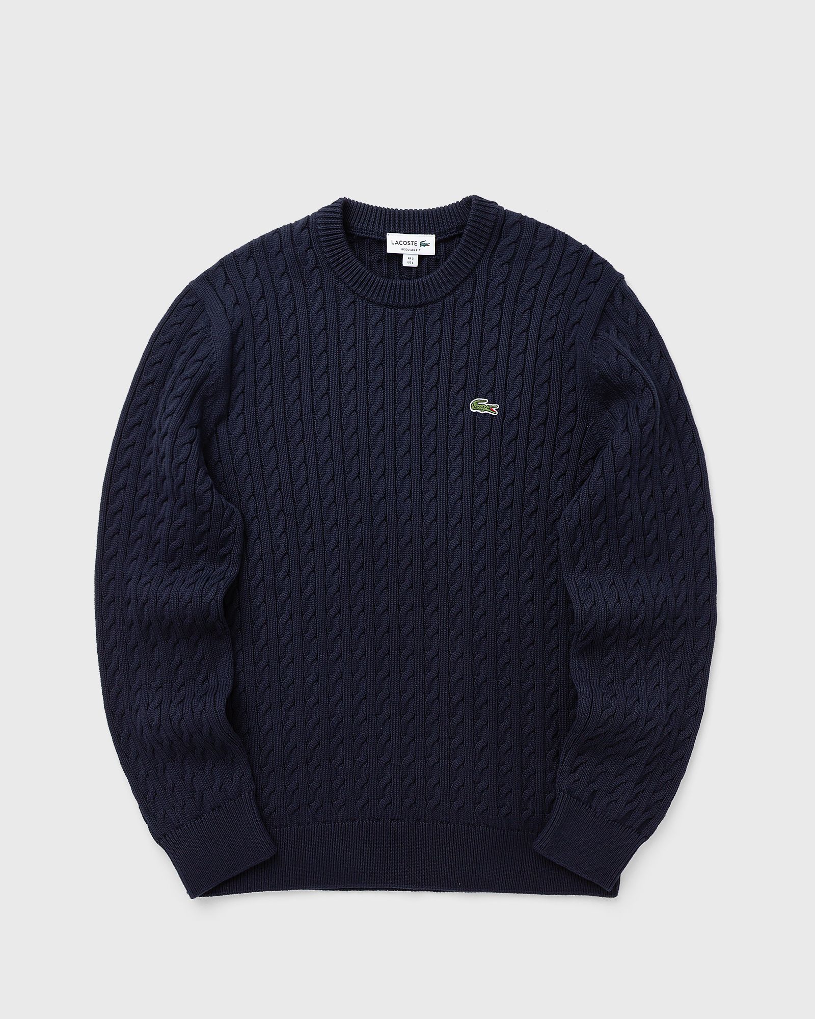 Lacoste Lacoste Cable Knit Cotton Sweater in blue