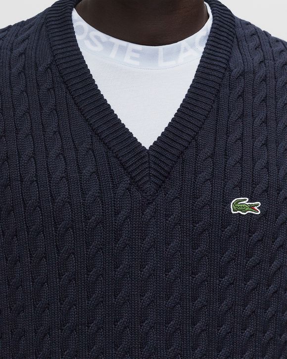 COTTON BLEND CABLE KNIT SWEATER VEST
