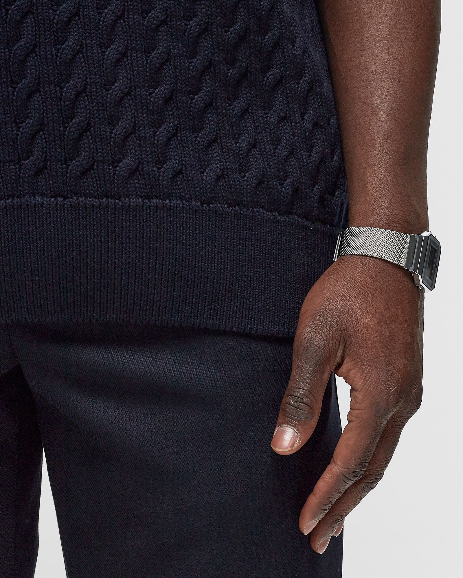 COTTON BLEND CABLE KNIT SWEATER VEST