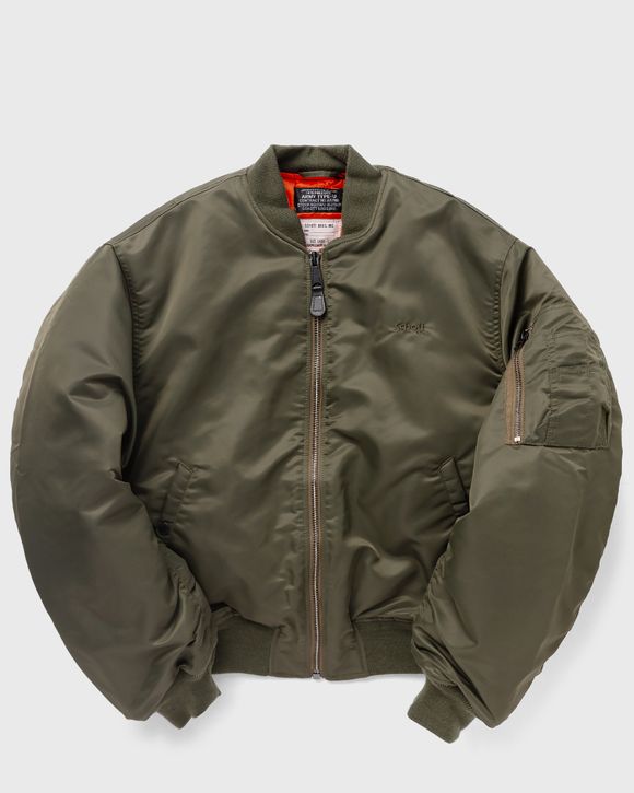 Awake MA-1 KNIT TRIMMED WASHED BOMBER JACKET Green | BSTN Store