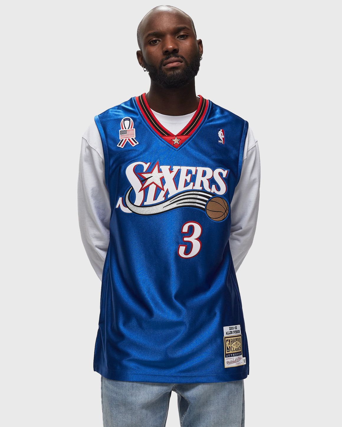 Mitchell Ness NBA AUTHENTIC JERSEY PHILADELPHIA 76ERS ALTERNATE 2001 02 ALLEN IVERSON 3 Blue BSTN Store