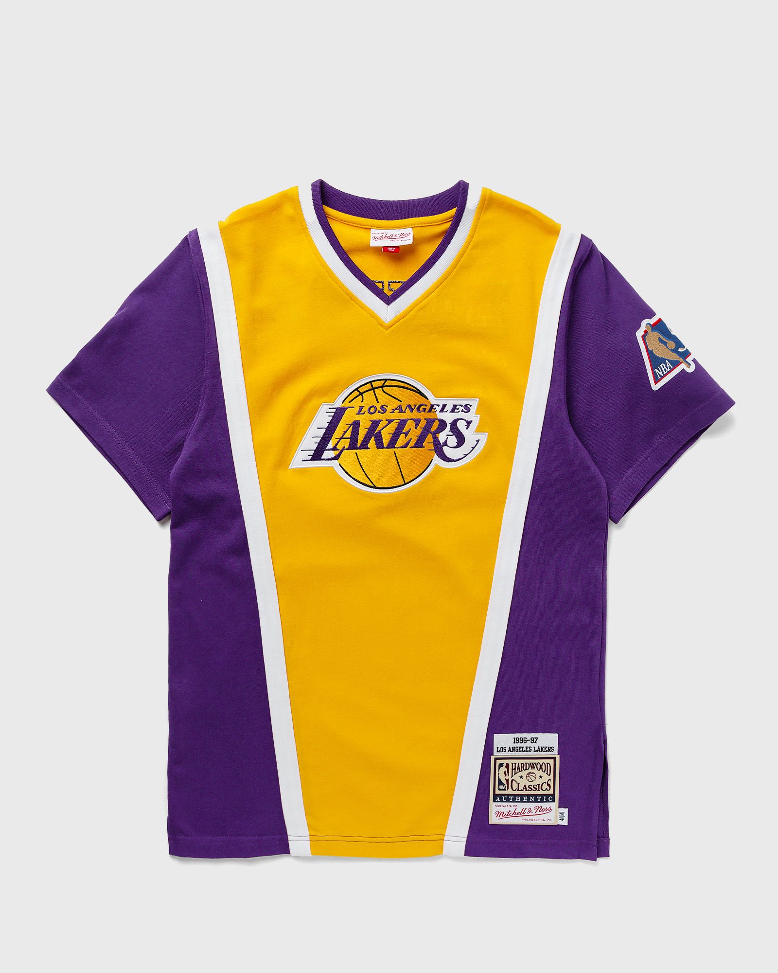Mitchell &amp; Ness - mitchell&amp;ness Lakers ゲームシャツ Men's Purple Los Angeles Lakers Vintage Logo Game Time Mesh