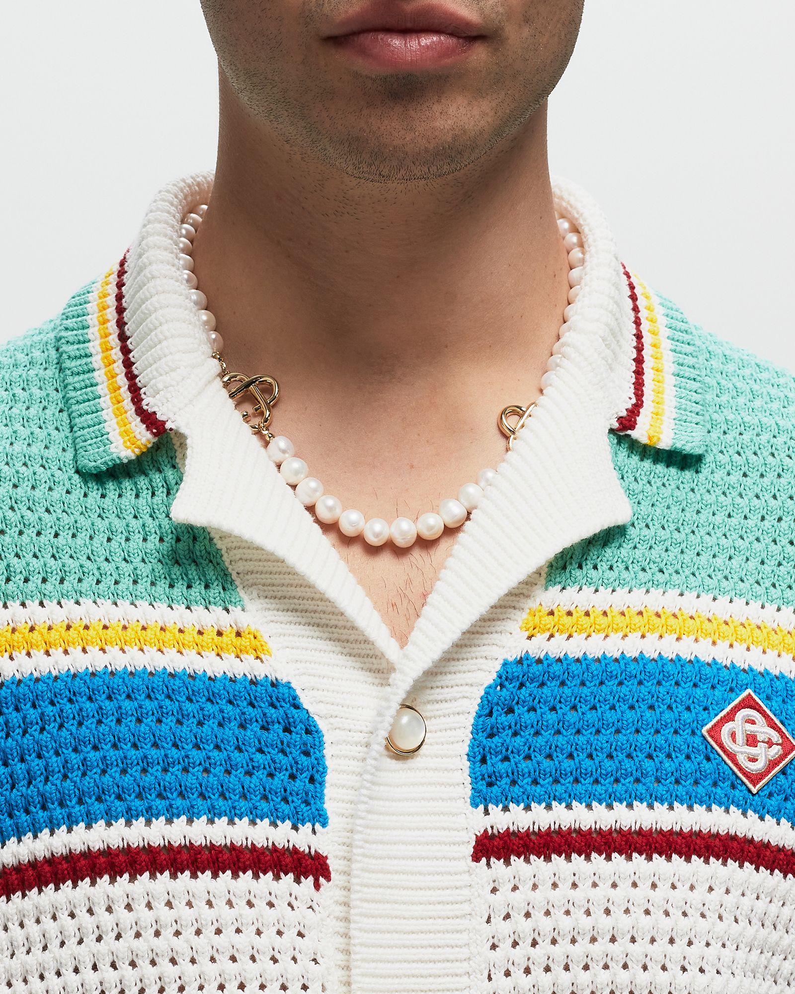 MEDIUM PEARL LOGO NECKLACE