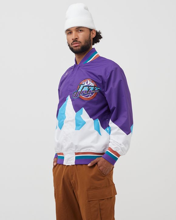 Men's Mitchell & Ness Purple Utah Jazz Hardwood Classics Authentic Warm-Up  Full-Snap Jacket