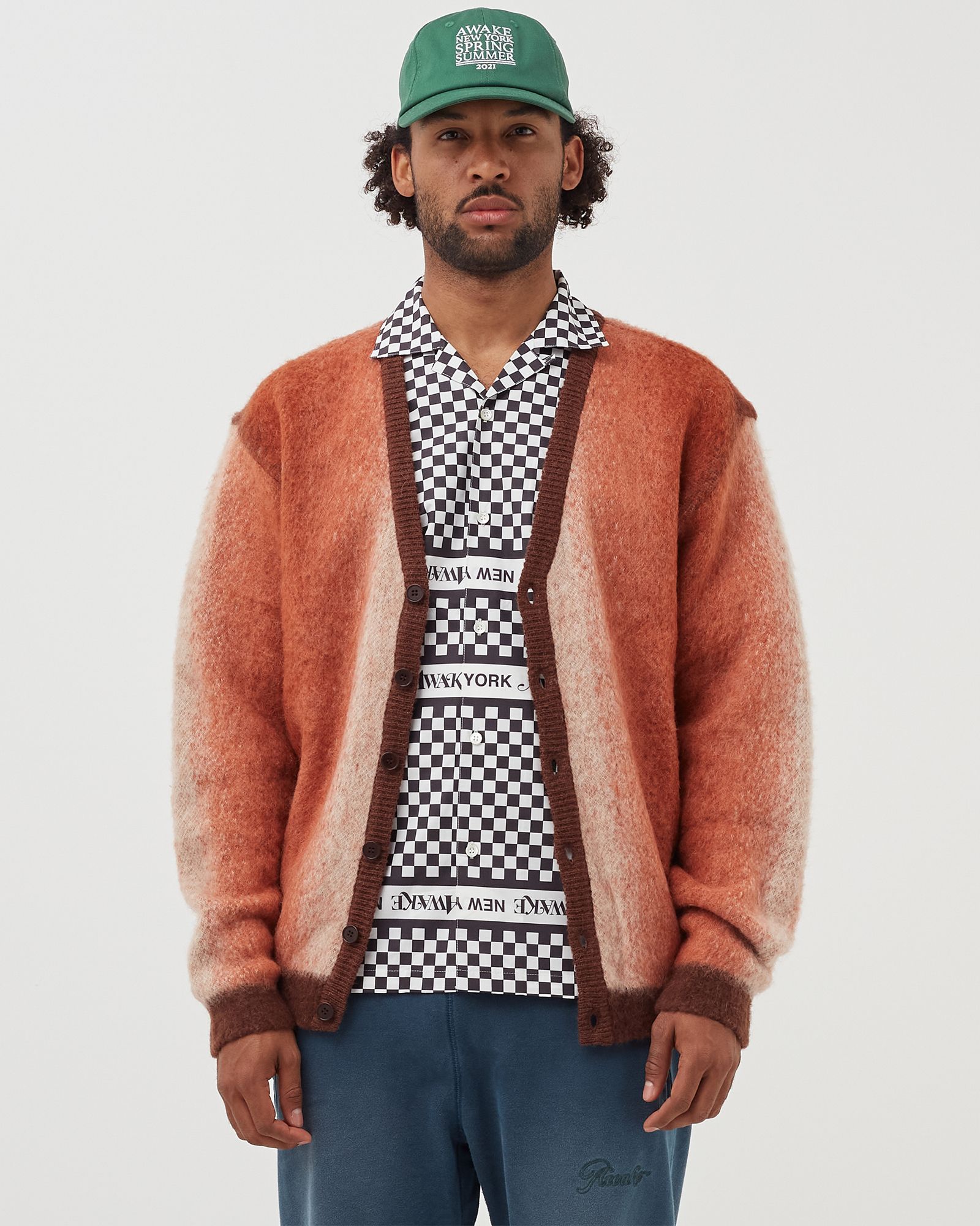 トップス Awake NY Mohair ombre striped cardigan M Awake MOHAIR OMBRE STRIPED CARDIGAN Orange | BSTN Store