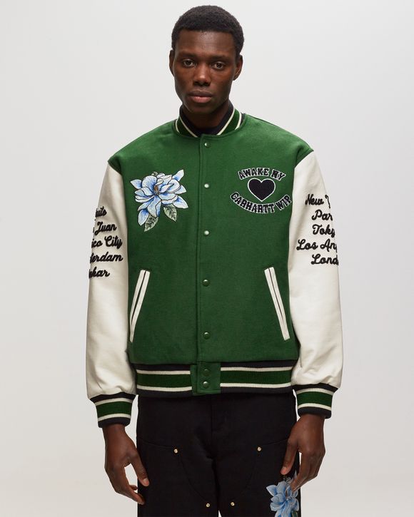 Awake AWAKE NY X CARHARTT WIP TEDDY JACKET Green/White - DARK GREEN/IVORY