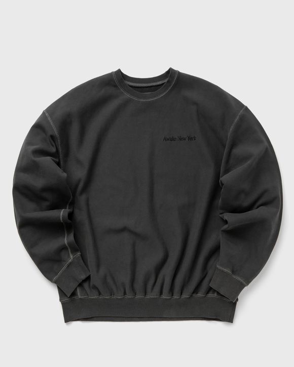 ★人気★【AWAKE NY】★PIGMENT DYED EMBROIDERED CREWNEC.K★ Awake PIGMENT DYED EMBROIDERED CREWNECK SWEATSHIRT Black