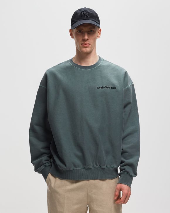 ★関税込★AWAKE NY★PIGMENT DYED EMBROIDERED CREWNECK Awake PIGMENT DYED EMBROIDERED CREWNECK SWEATSHIRT Green