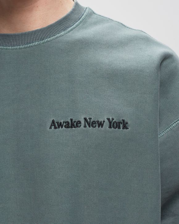 Awake PIGMENT DYED EMBROIDERED CREWNECK SWEATSHIRT Green