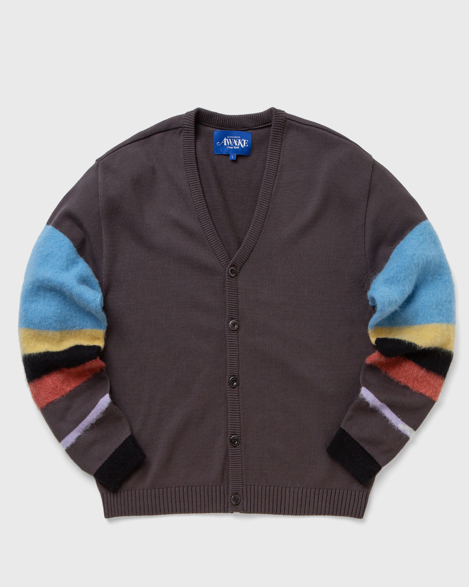 STRIPED MOHAIR SLEEVE CARDIGAN