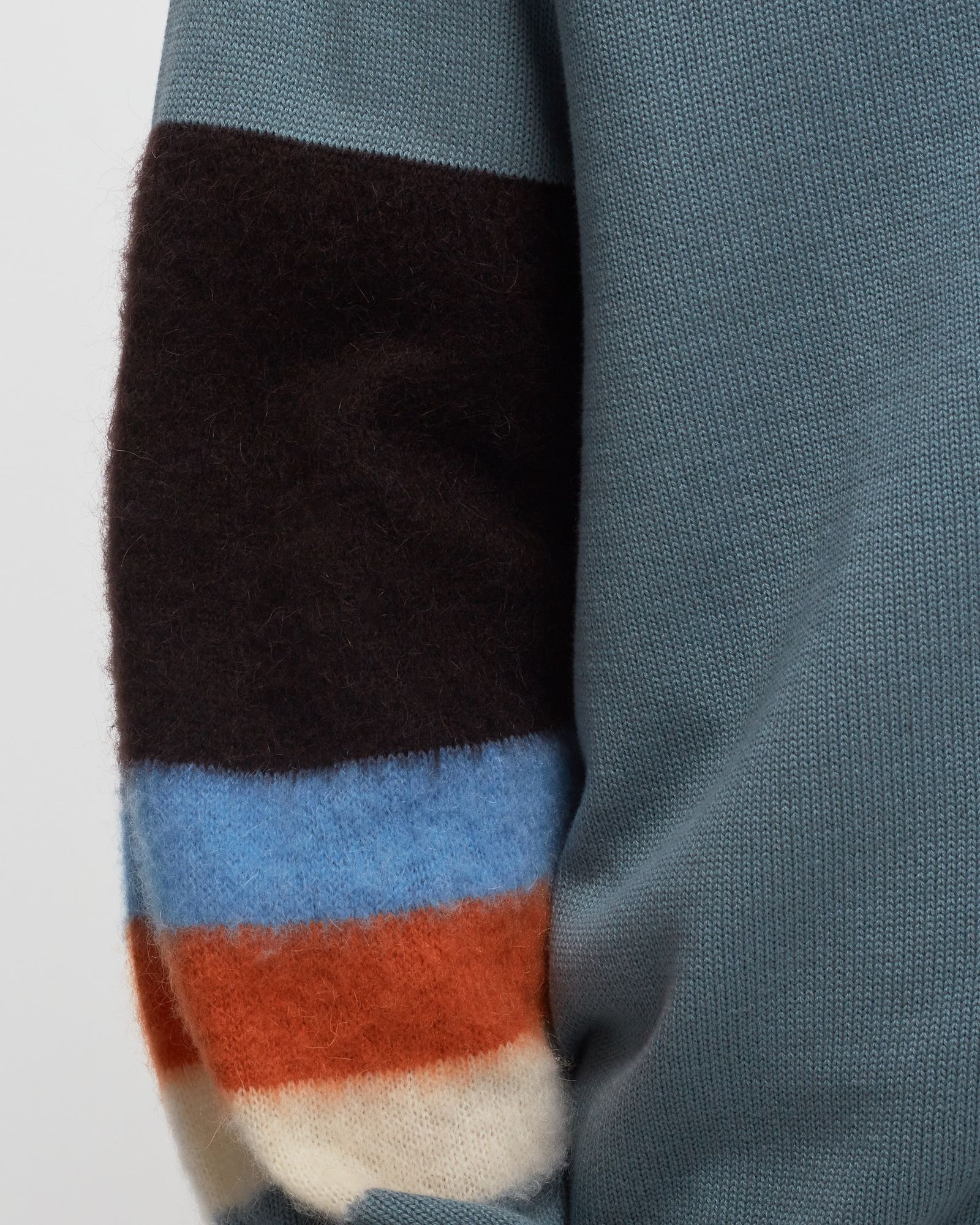 STRIPED MOHAIR SLEEVE CARDIGAN