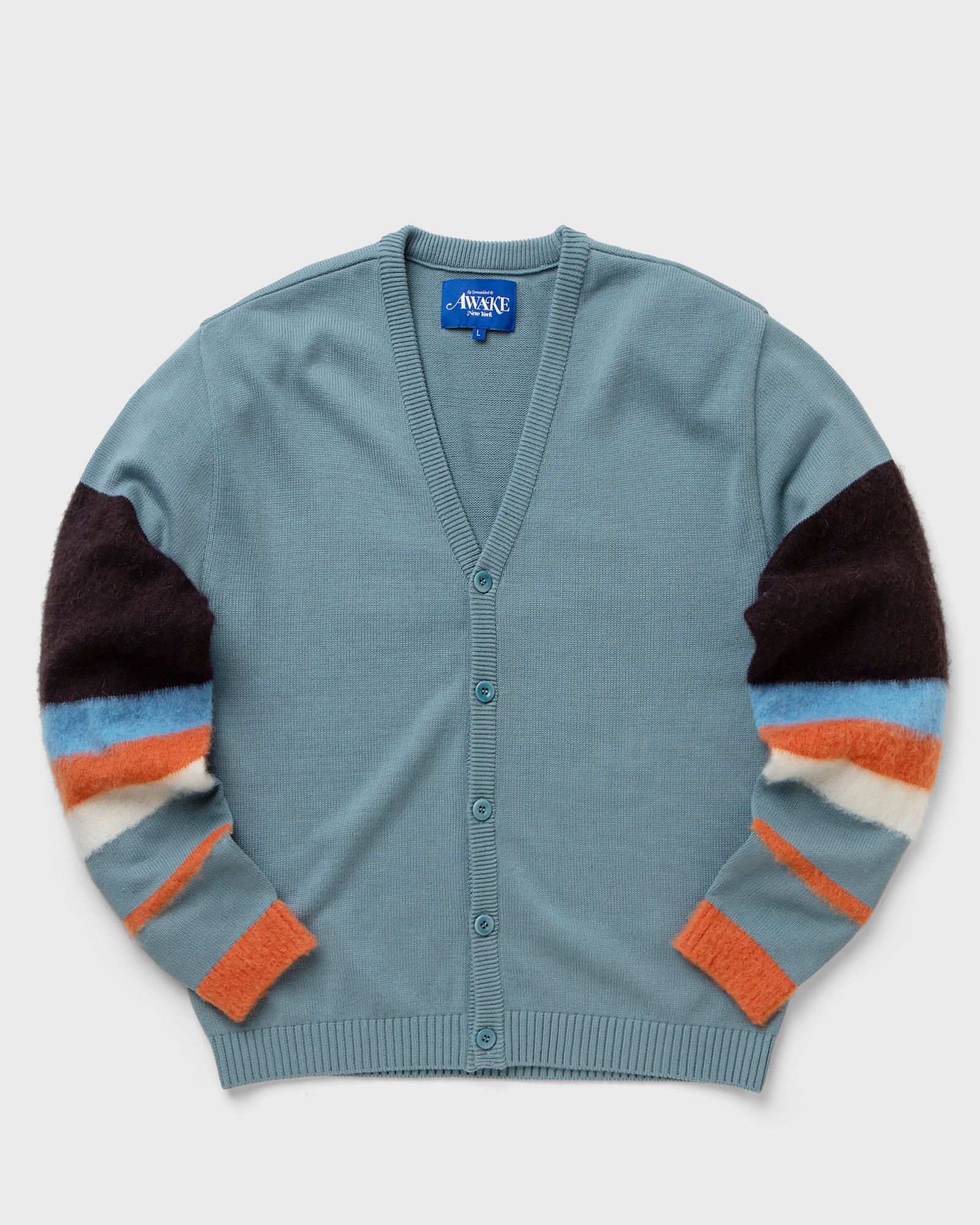 STRIPED MOHAIR SLEEVE CARDIGAN