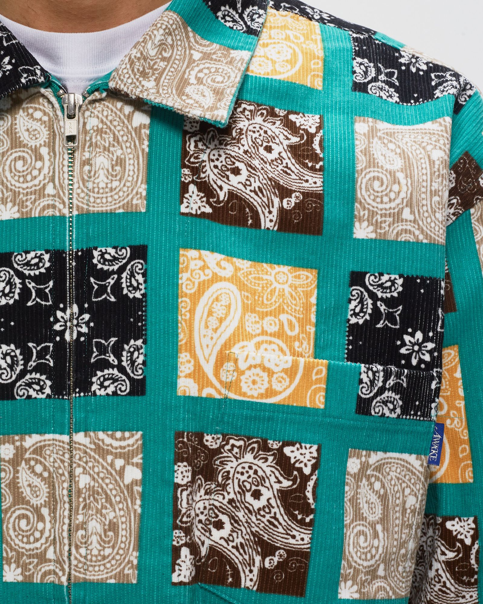 PAISLEY PRINTED CORDUROY ZIP UP SHIRT