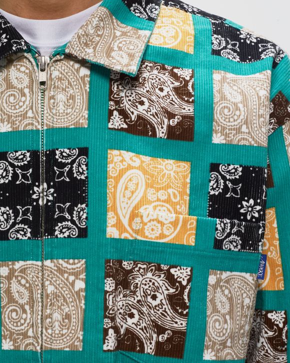 PAISLEY PRINTED CORDUROY ZIP UP SHIRT