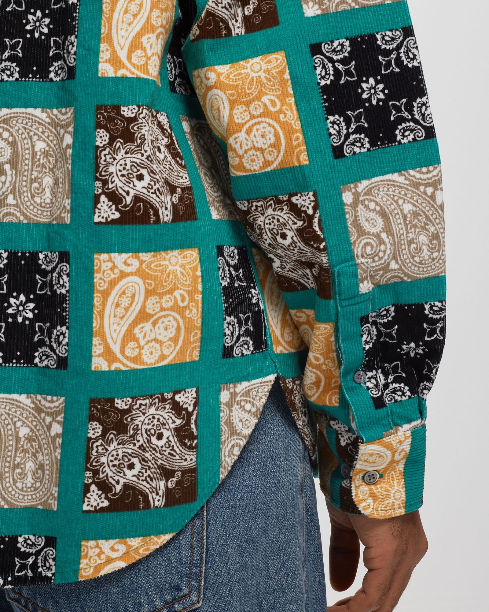 PAISLEY PRINTED CORDUROY ZIP UP SHIRT