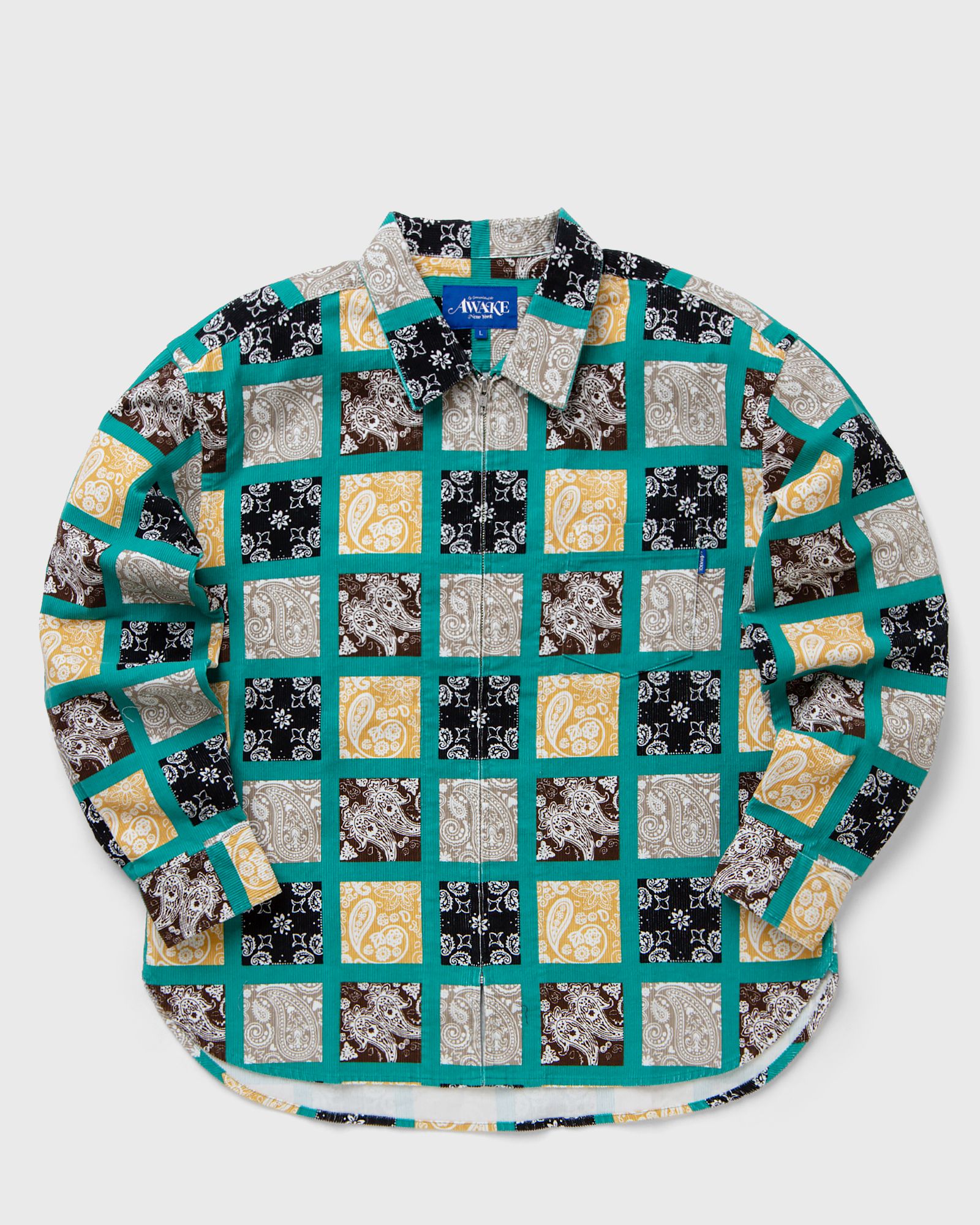 PAISLEY PRINTED CORDUROY ZIP UP SHIRT