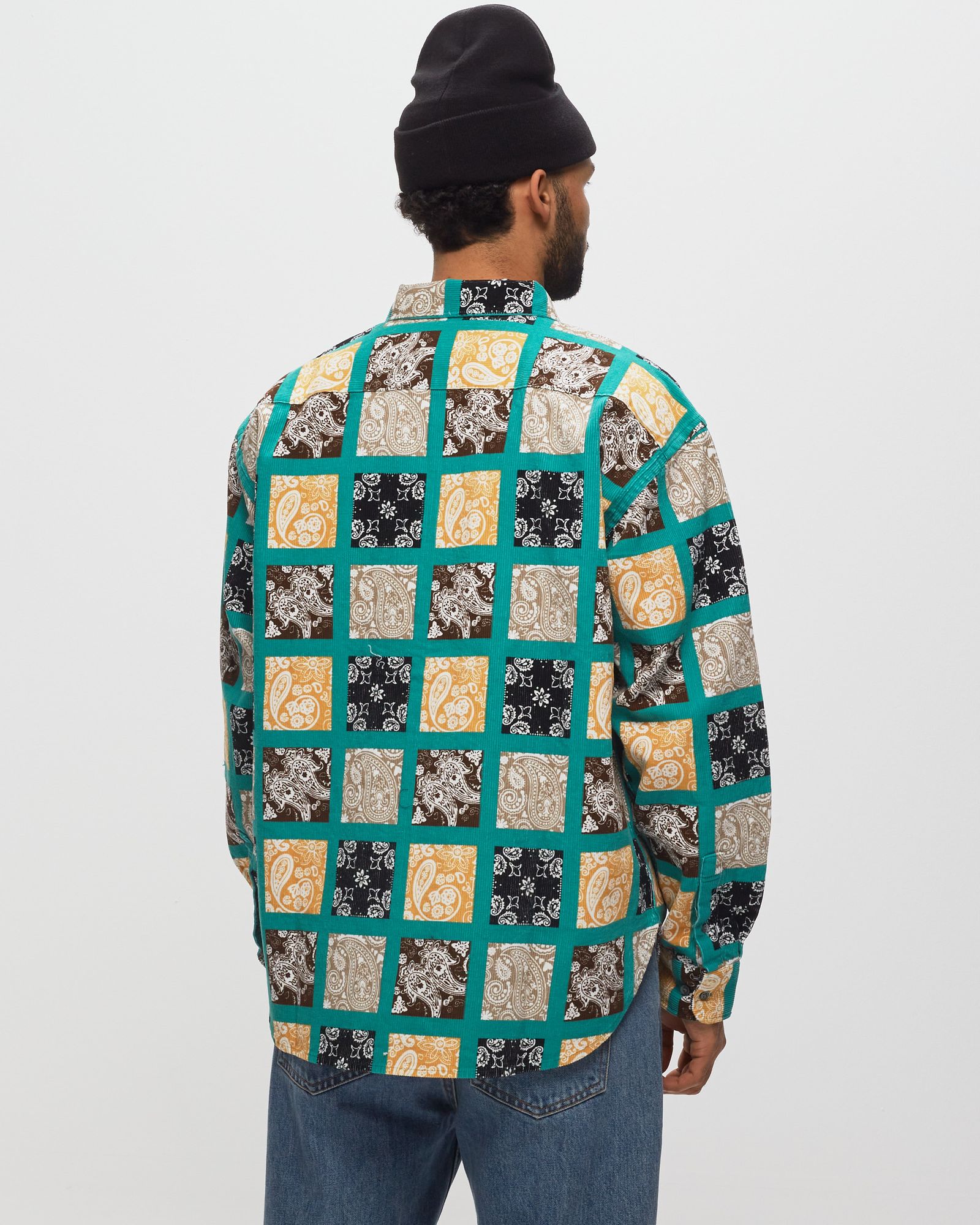 PAISLEY PRINTED CORDUROY ZIP UP SHIRT