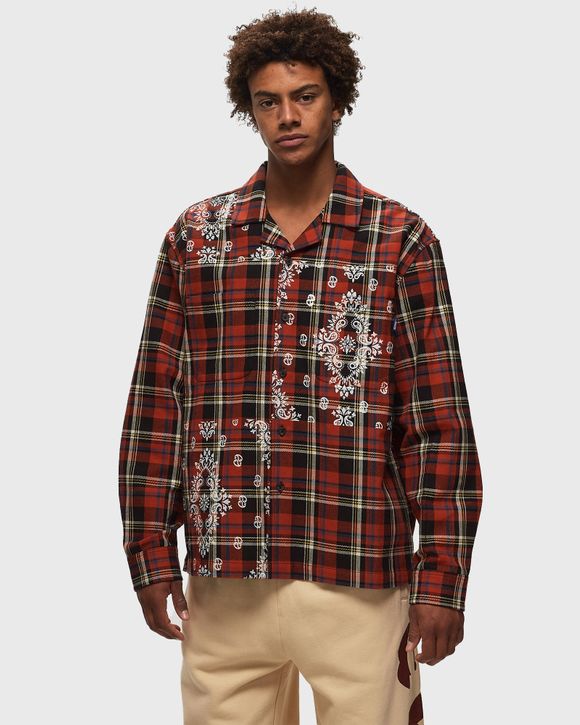 Awake PAISLEY PRINTED FLANNEL SHIRT Black/Red - BLACK MULTI