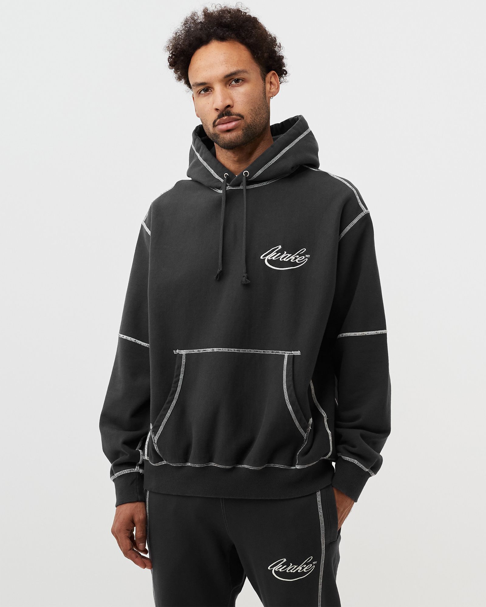 Contrast Stitch Script Logo Hoodie