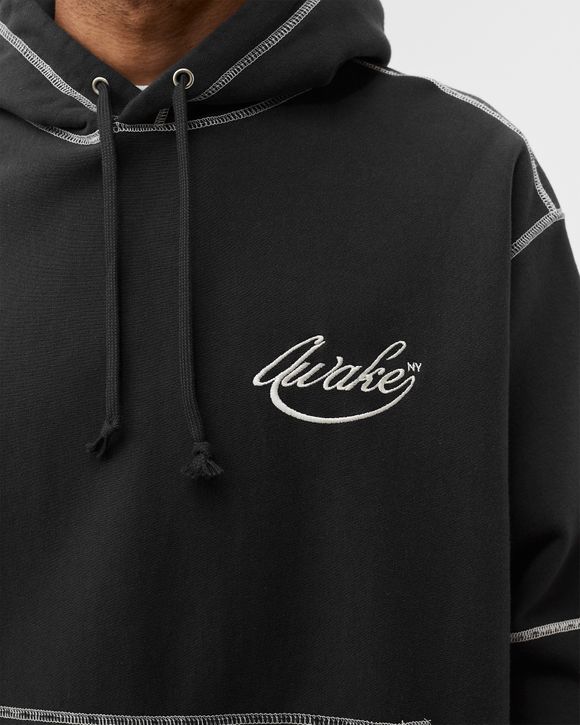 Awake Contrast Stitch Script Logo Hoodie Black - BLACK