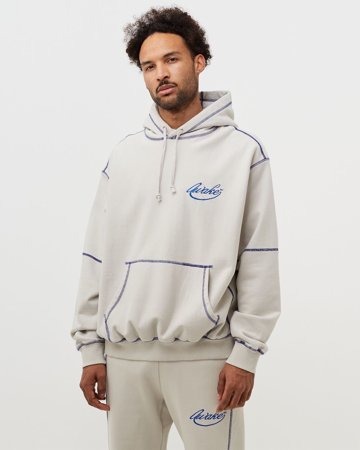 Awake Contrast Stitch Script Logo Hoodie White | BSTN Store