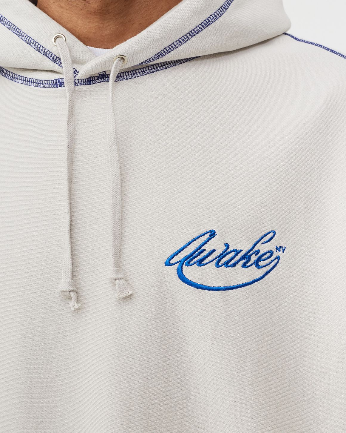 Awake Contrast Stitch Script Logo Hoodie White | BSTN Store