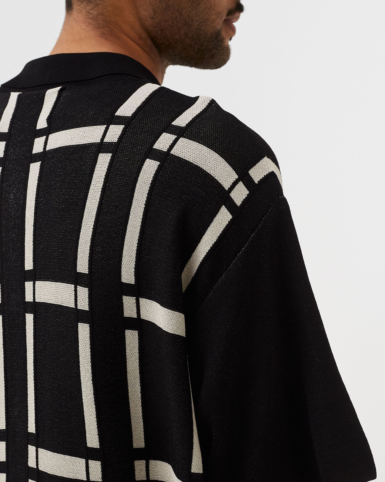 Windowpane Short Sleeve Cardigan