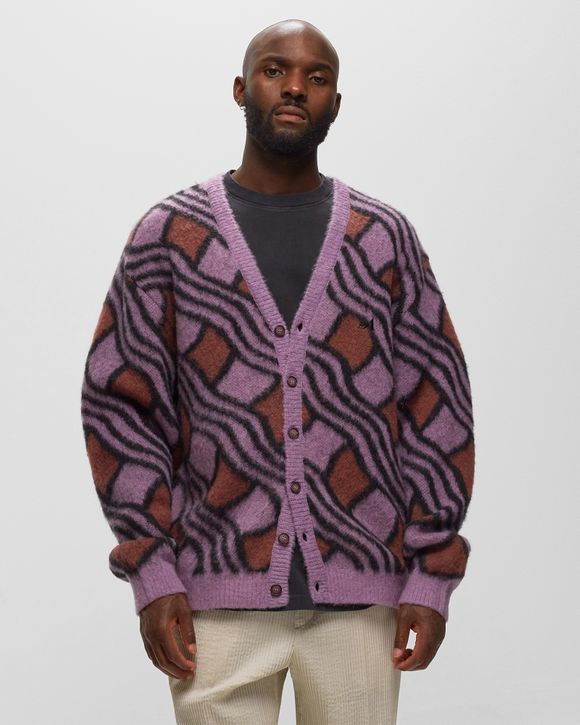 Awake WAVY JACQUARD MOHAIR CARDIGAN Pink/Purple | BSTN Store