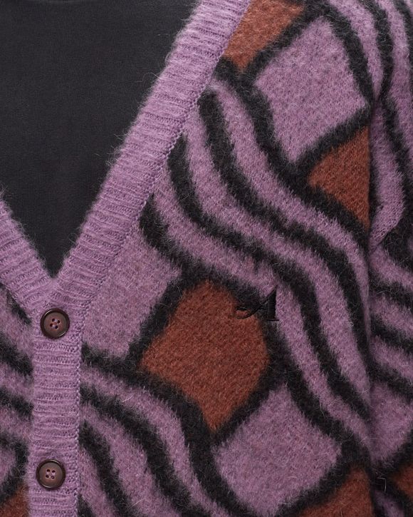 Awake WAVY JACQUARD MOHAIR CARDIGAN Pink/Purple | BSTN Store