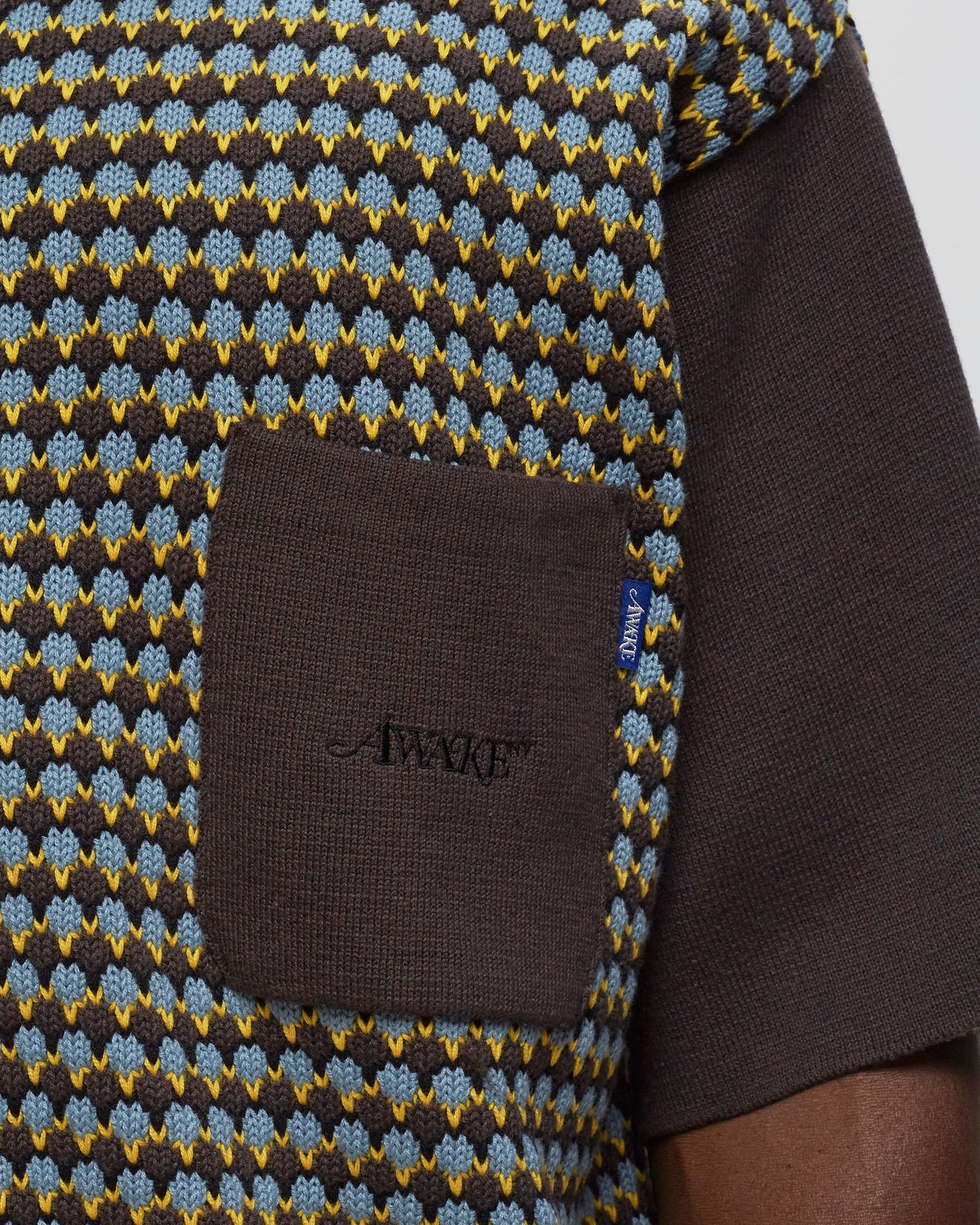 KNIT CROCHET SHORT SLEEVE BUTTON DOWN