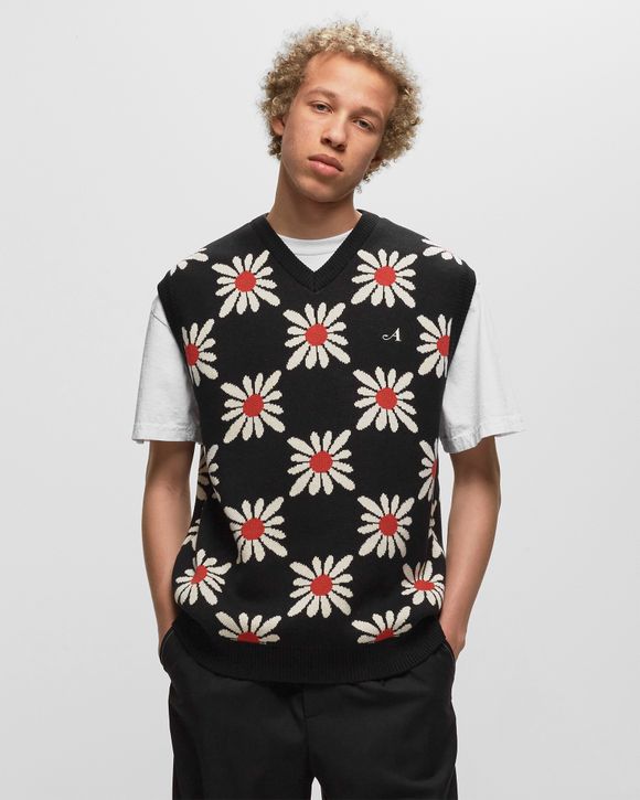 CHECKERED FLORAL SWEATER VEST