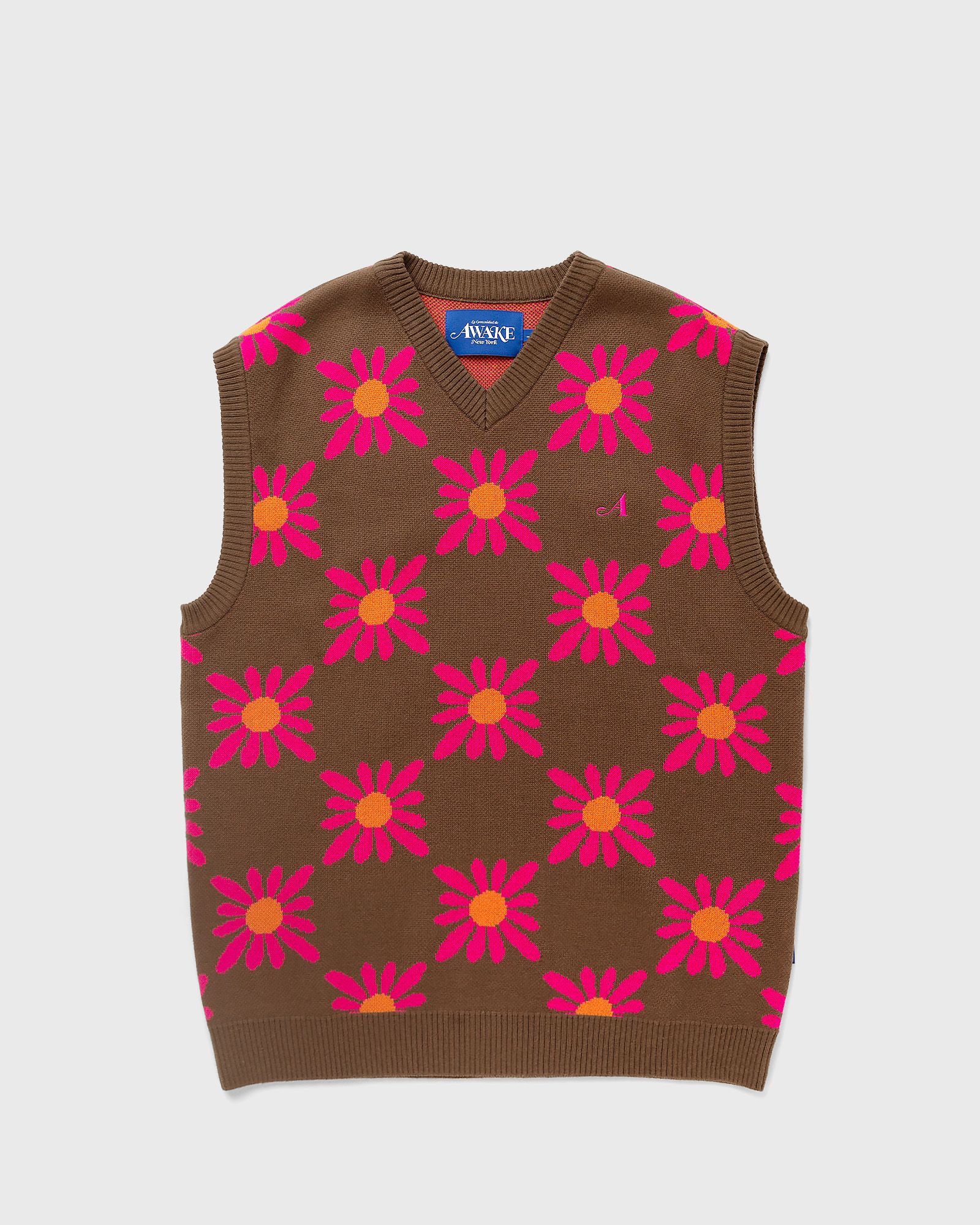 CHECKERED FLORAL SWEATER VEST