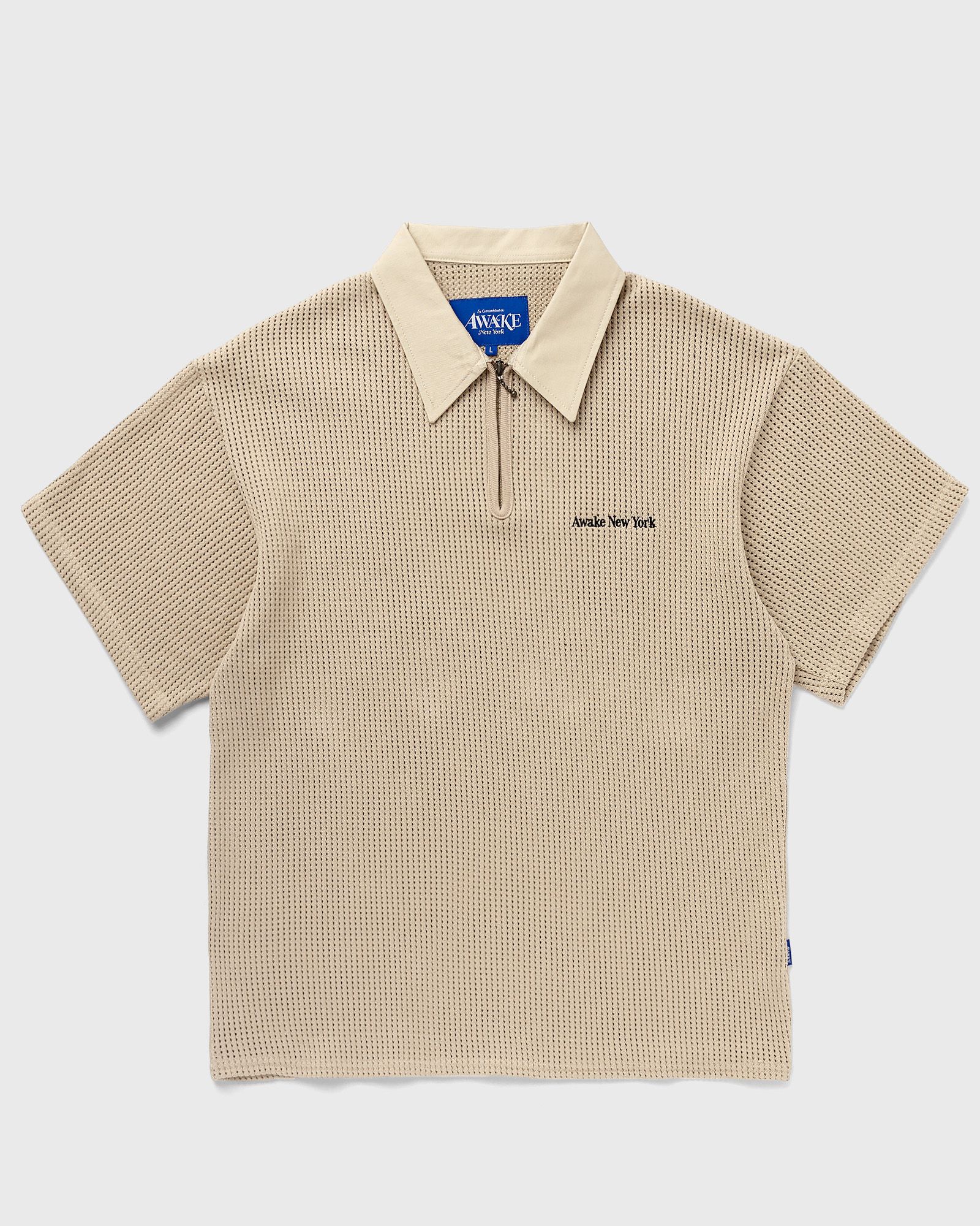 Awake - open knit embroidered polo men polos beige in größe:s