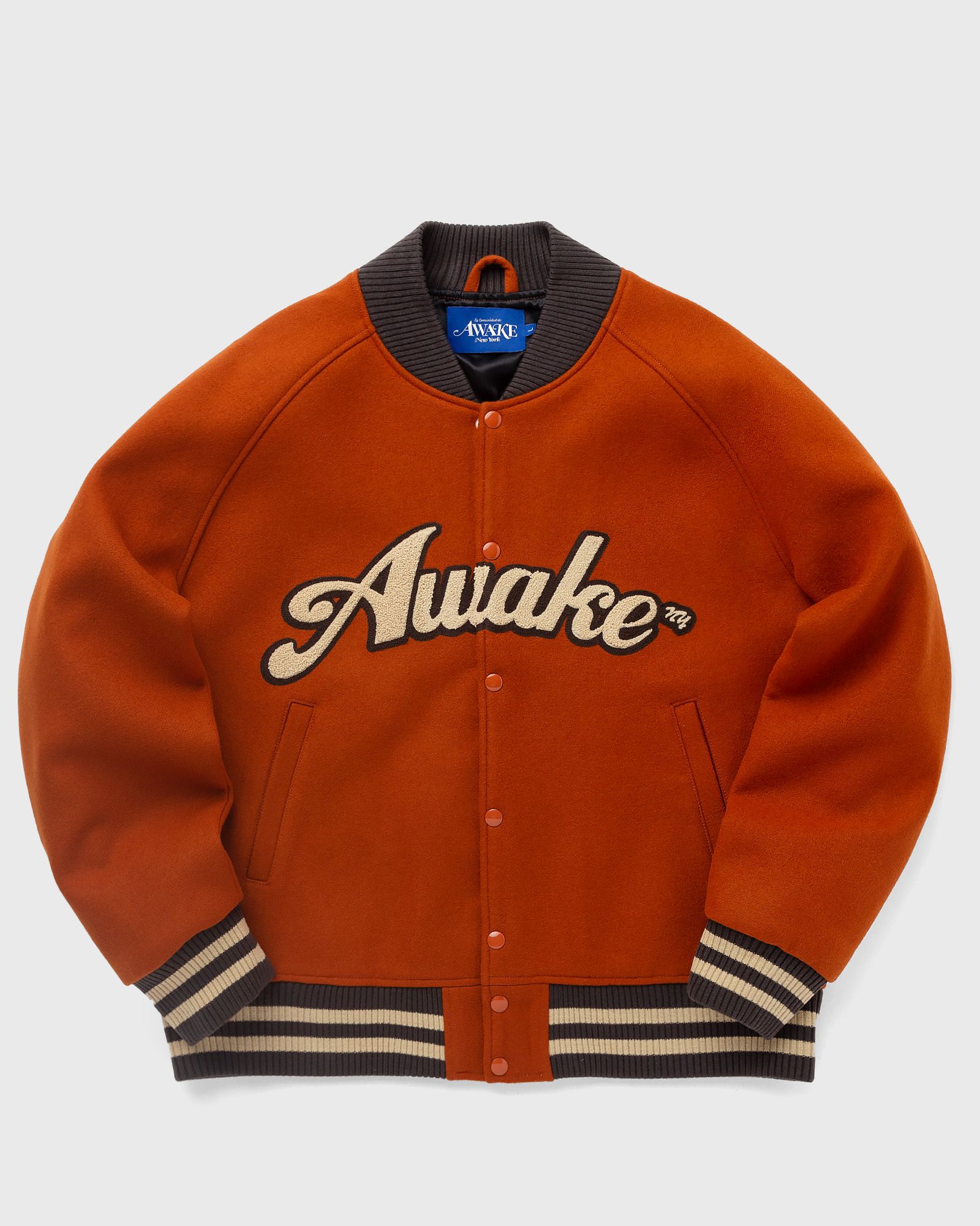 Awake - melton wool chenille logo varsity jacket men college jackets brown in größe:l