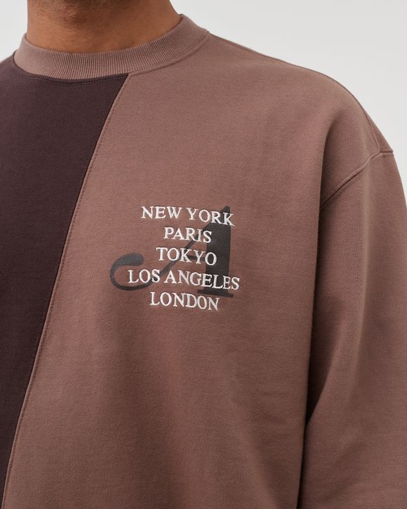 Awake TWO-TONE SPLIT CITY CREWNECK Brown | BSTN Store