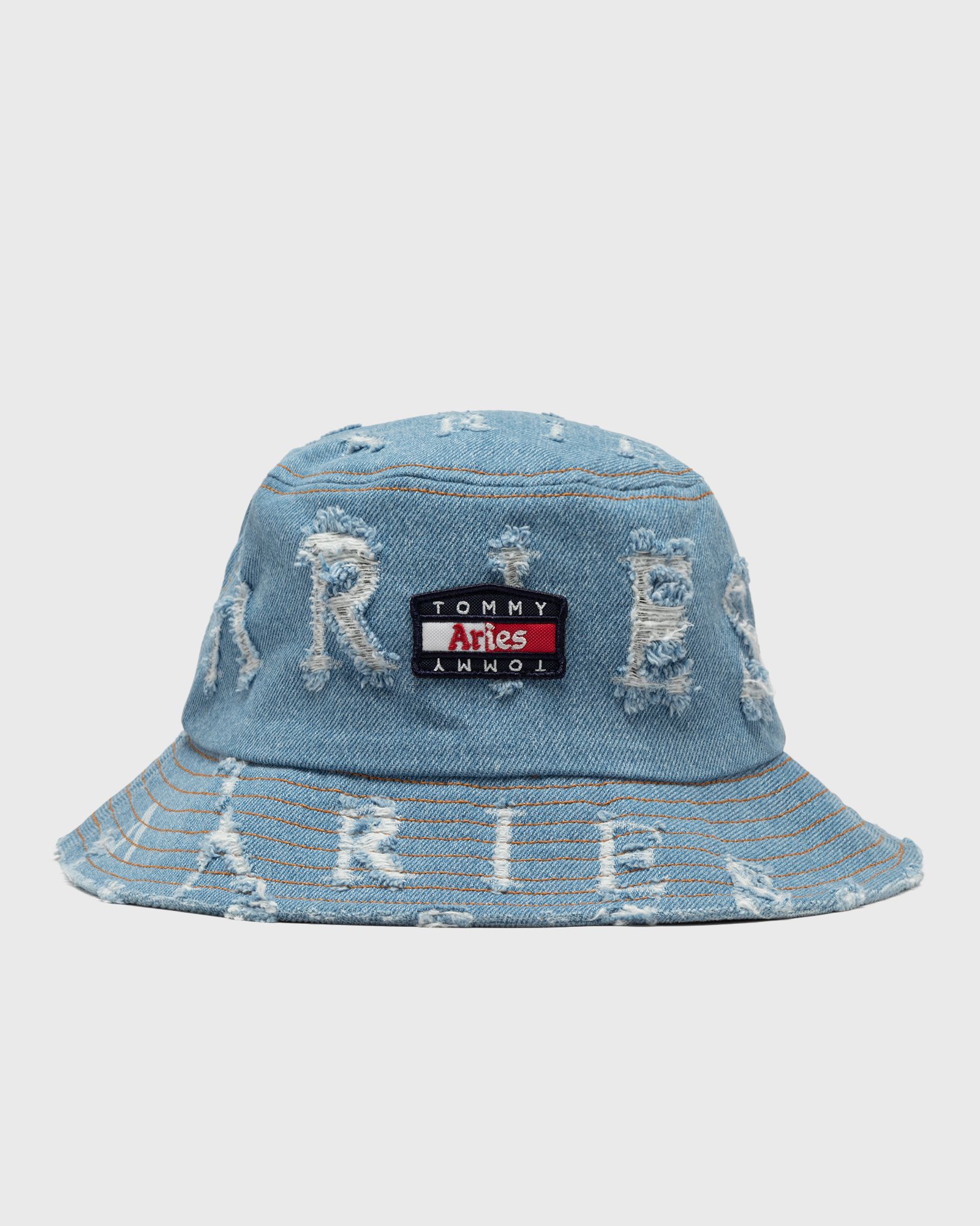 TOMMY X ARIES LOGO DESTROYED DENIM HAT