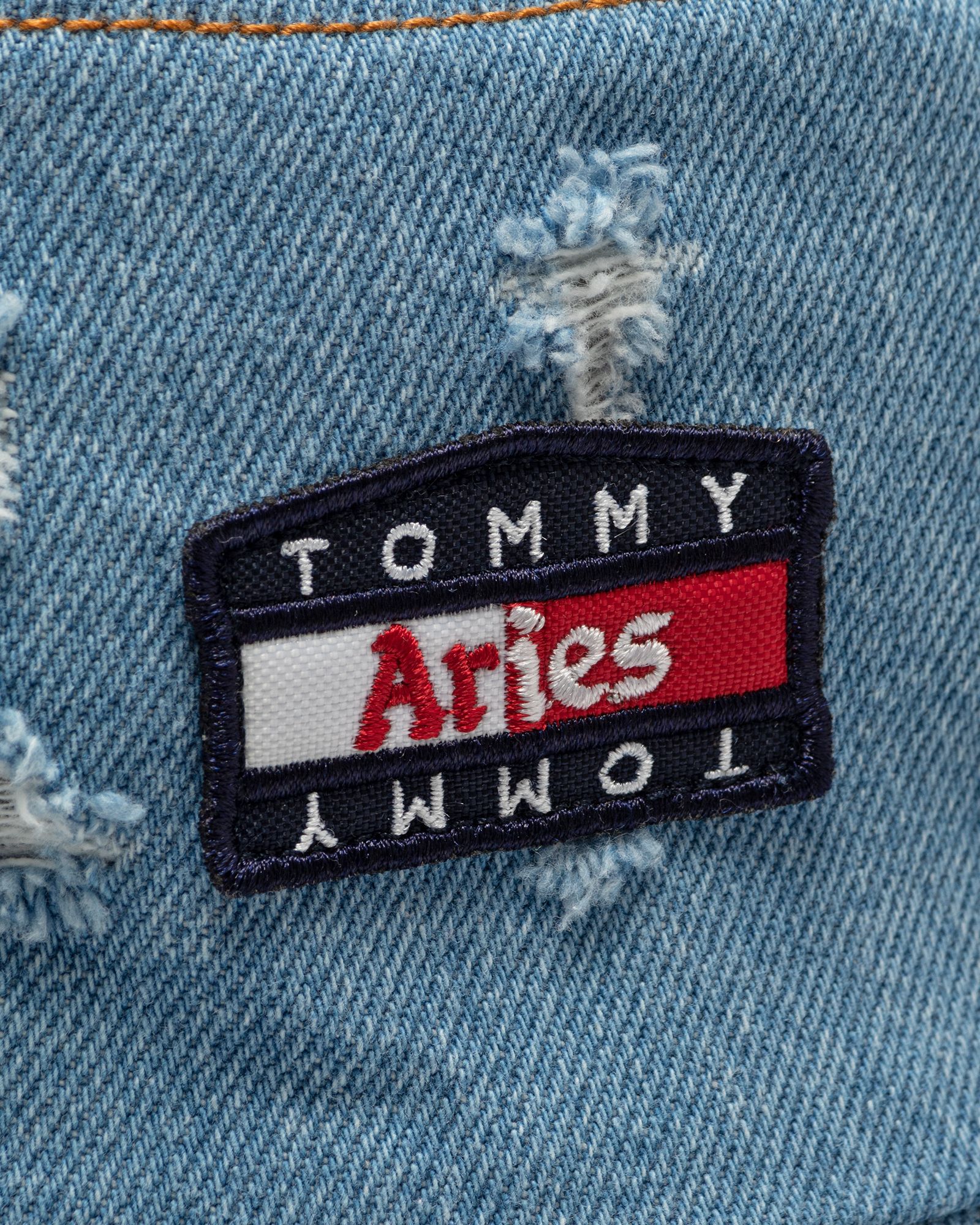 TOMMY X ARIES LOGO DESTROYED DENIM HAT