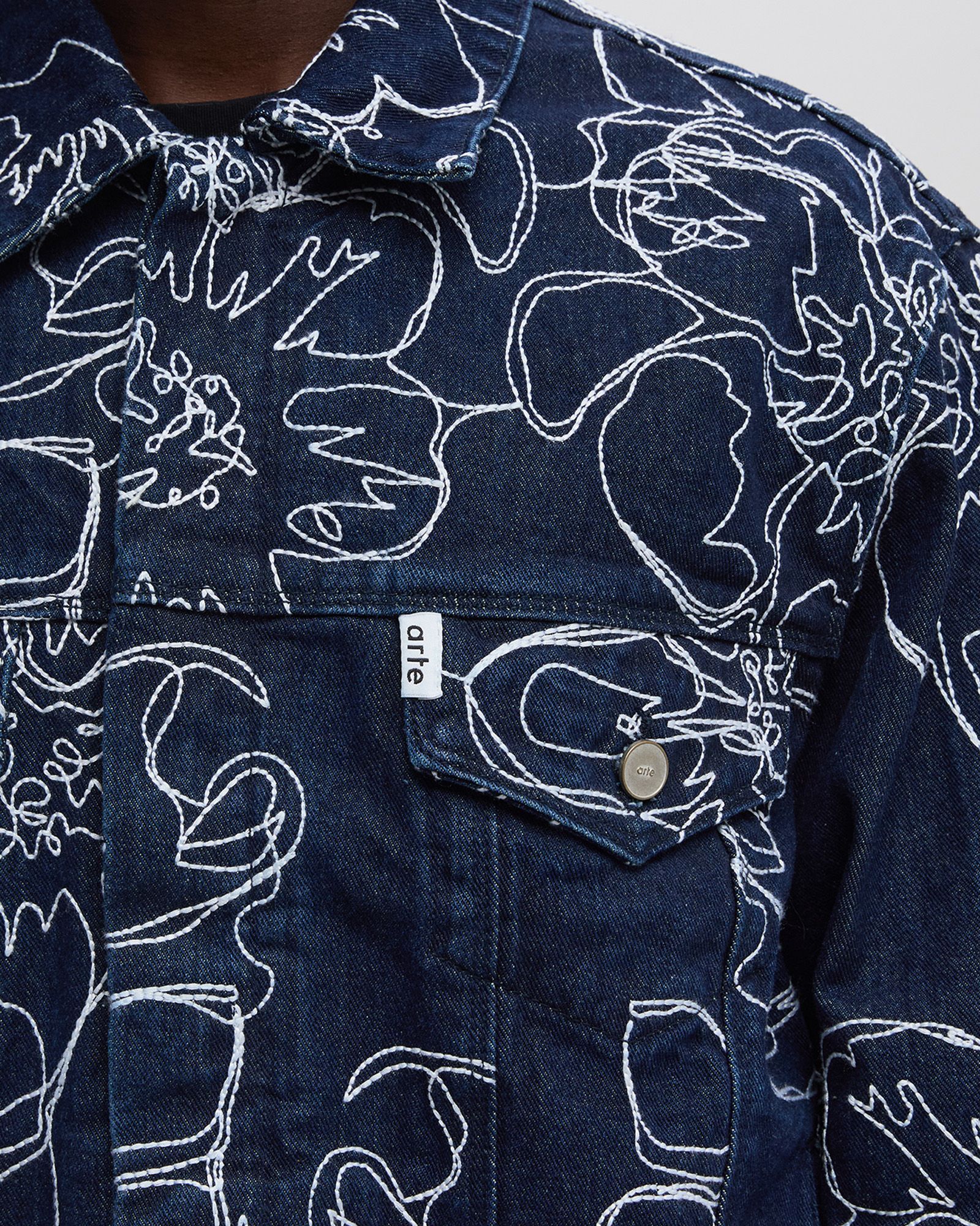 Denim Stitch Flower All over Jacket