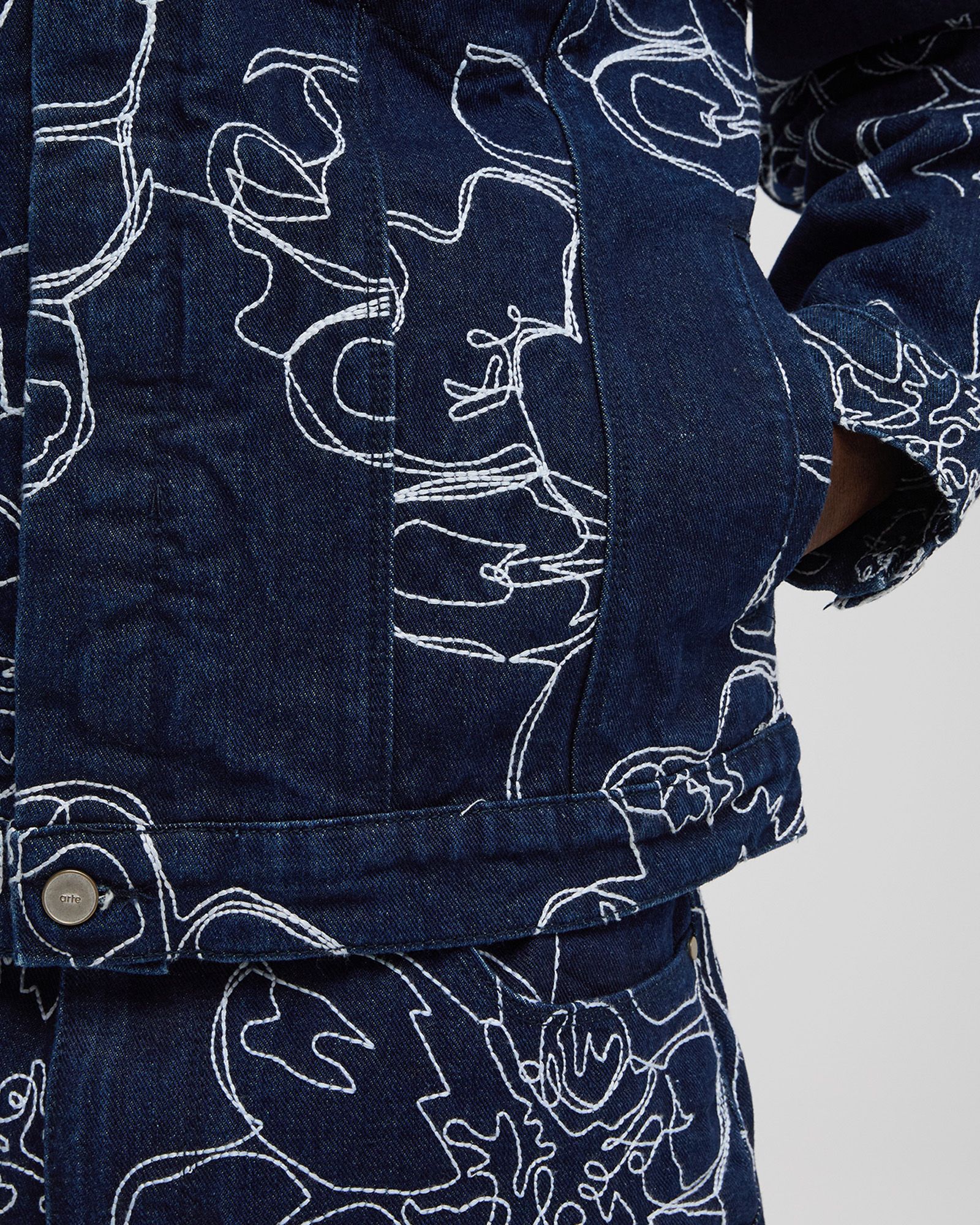 Denim Stitch Flower All over Jacket