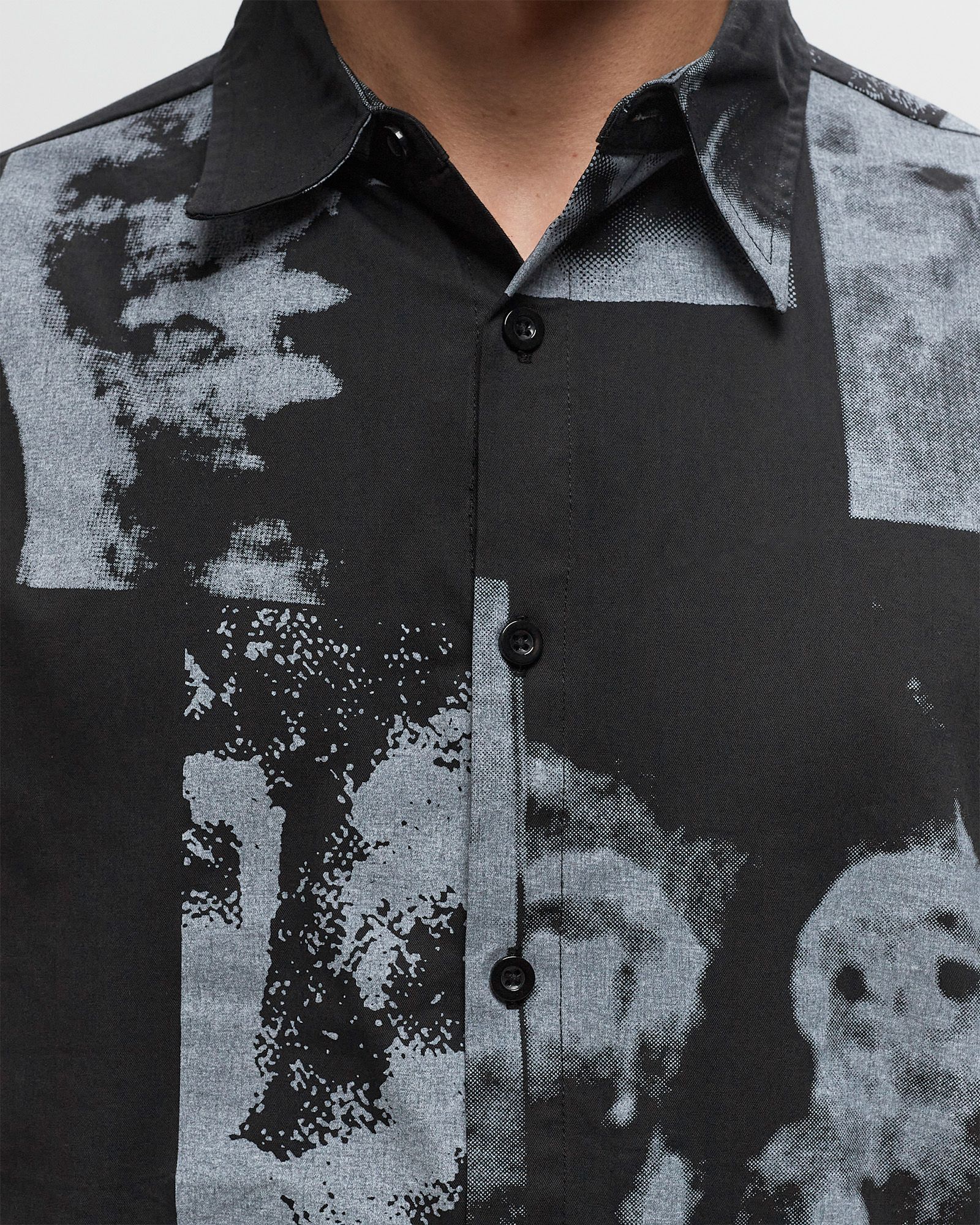 Collage Faces Button Up Shirt