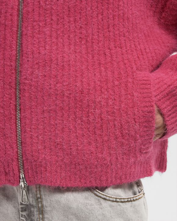 EMBROIDERED RIB KNIT ZIP THROUGH