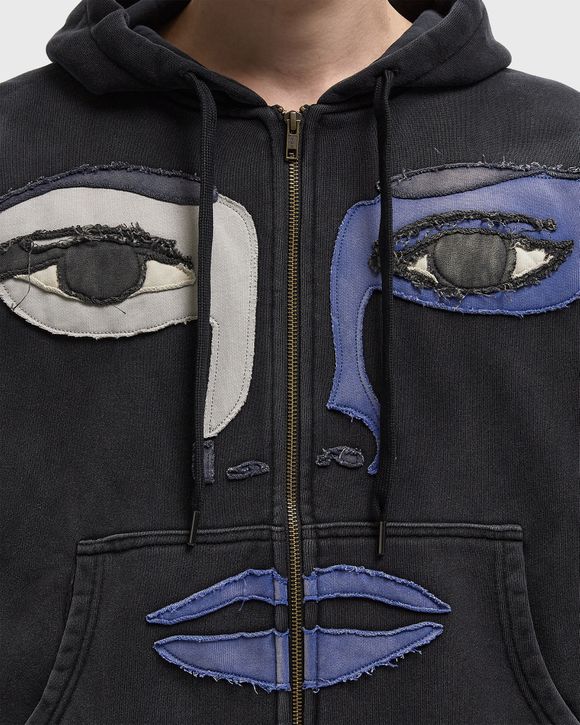 Face patchwork heavyweight zip up