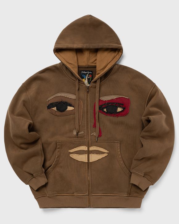 Face patchwork heavyweight zip up