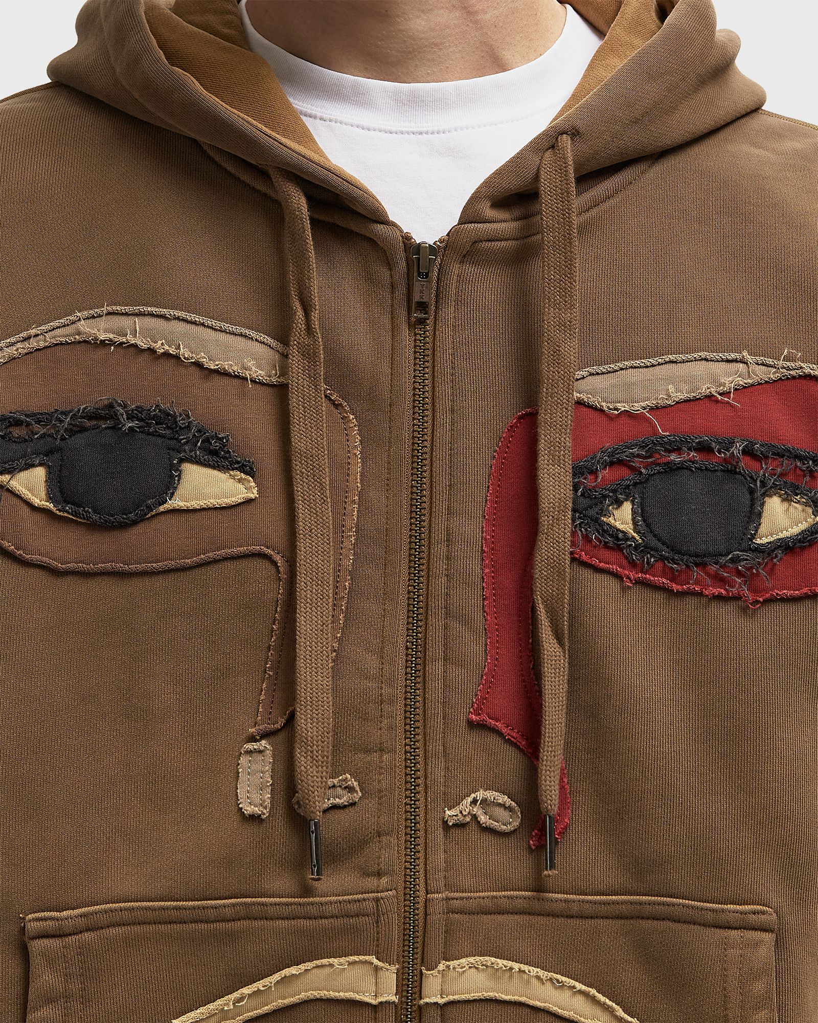 Face patchwork heavyweight zip up
