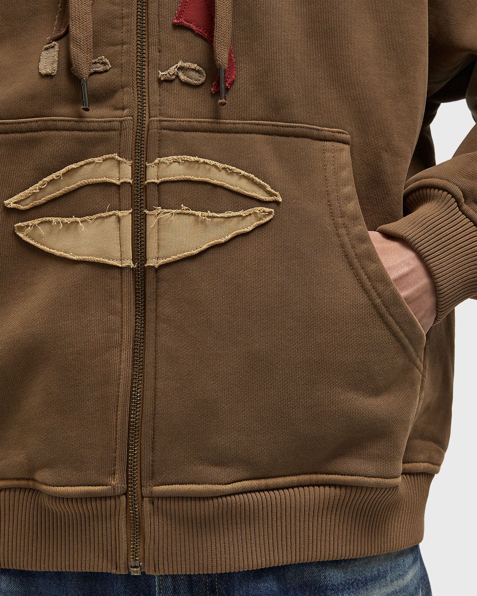 Face patchwork heavyweight zip up