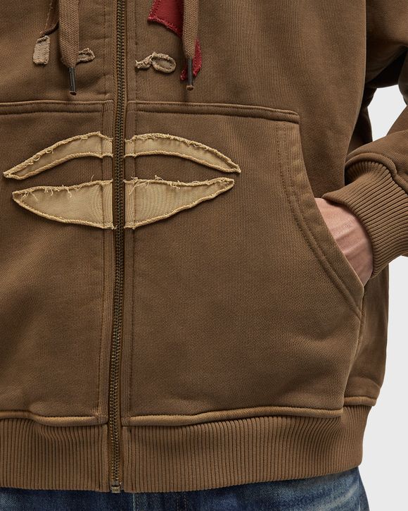 Face patchwork heavyweight zip up