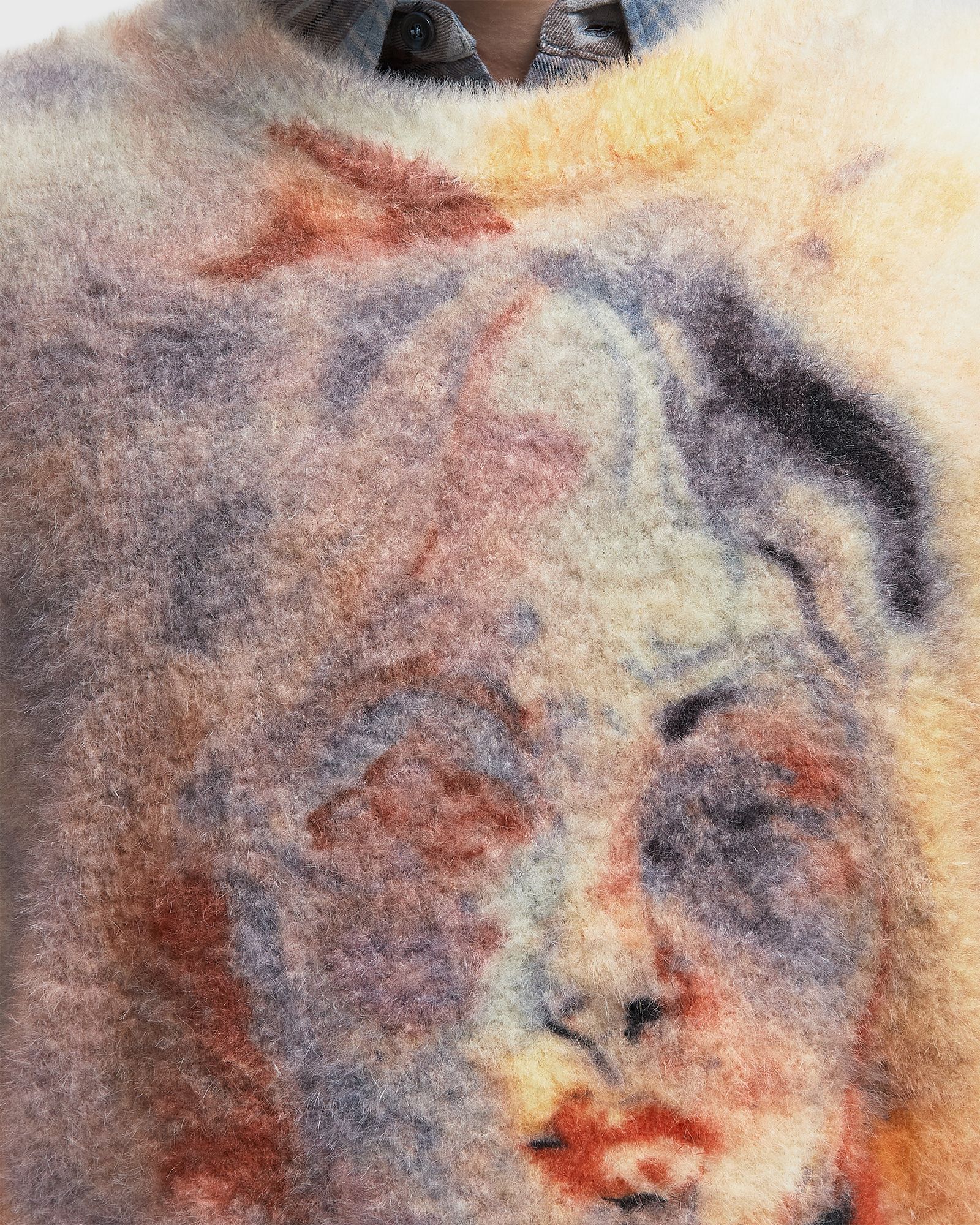 Watercolor face mohair sweater