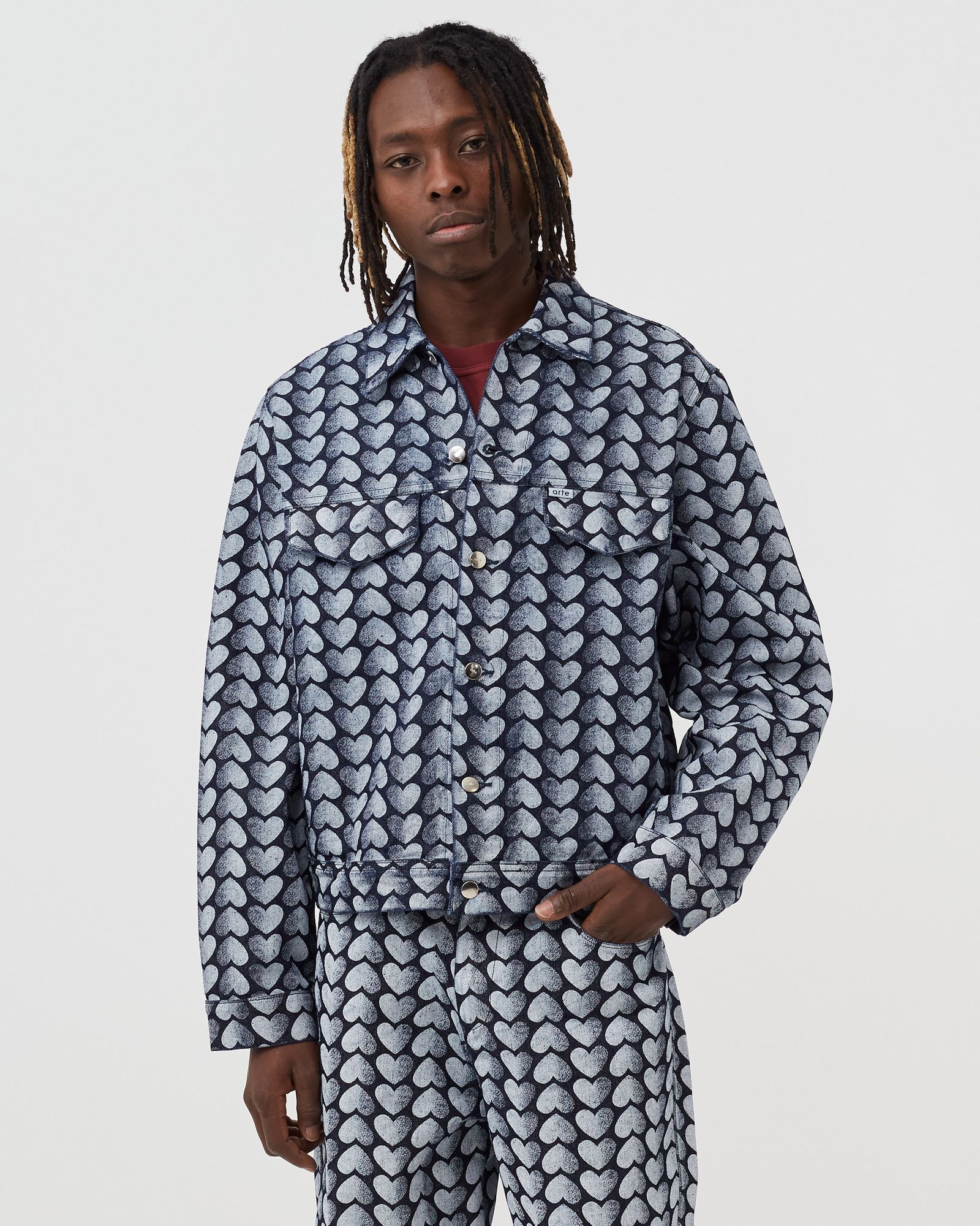 Allover Heart Denim Jacket